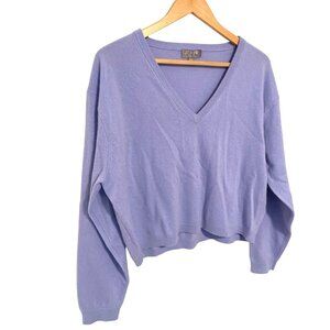 J. Crew Cashmere Relaxed V-neck Cropped Sweater Lavender - Medium